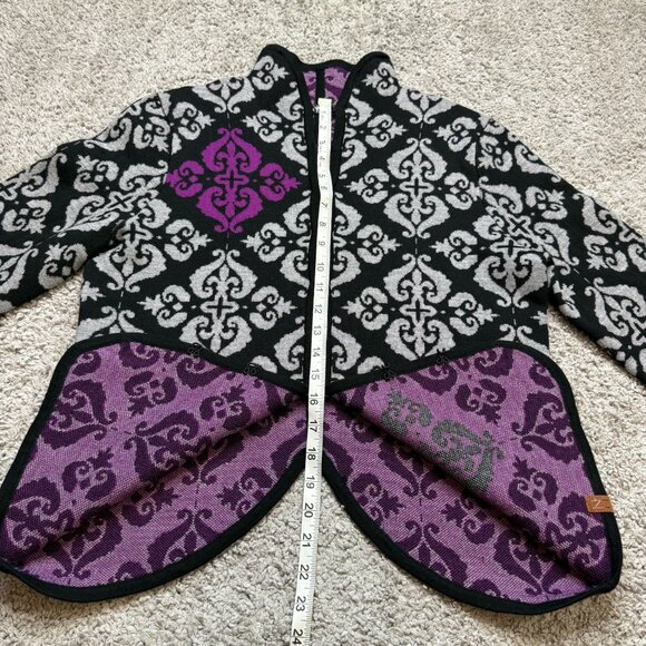 Neve Merino Wool Womens Large Geometric Cardigan Jacket Warm Winter - Picture 5 of 9